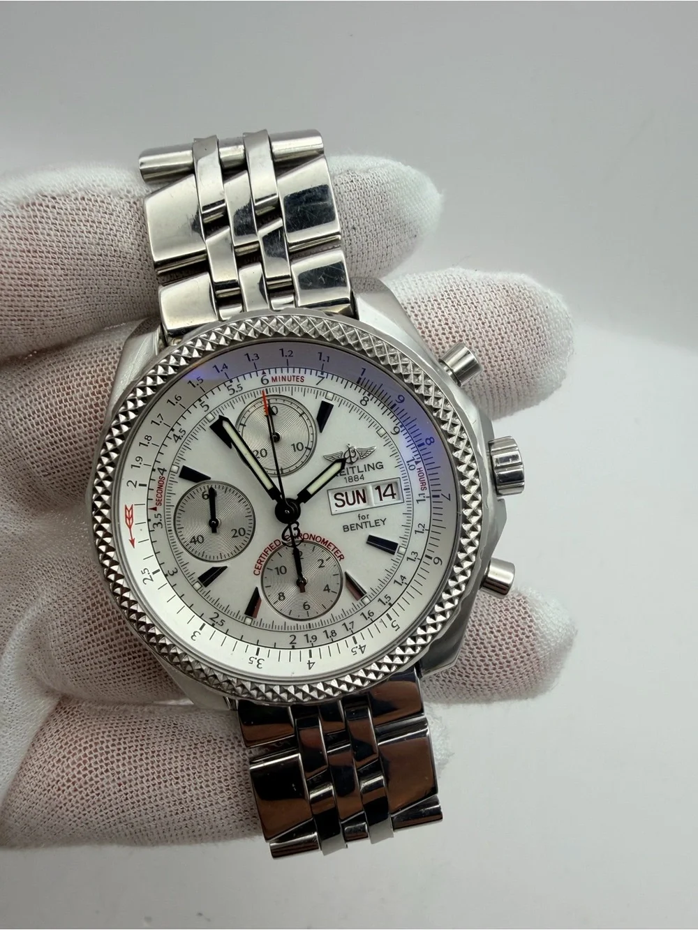Breitling Bentley GT Stainless Steel Silver Chronograph Watch
